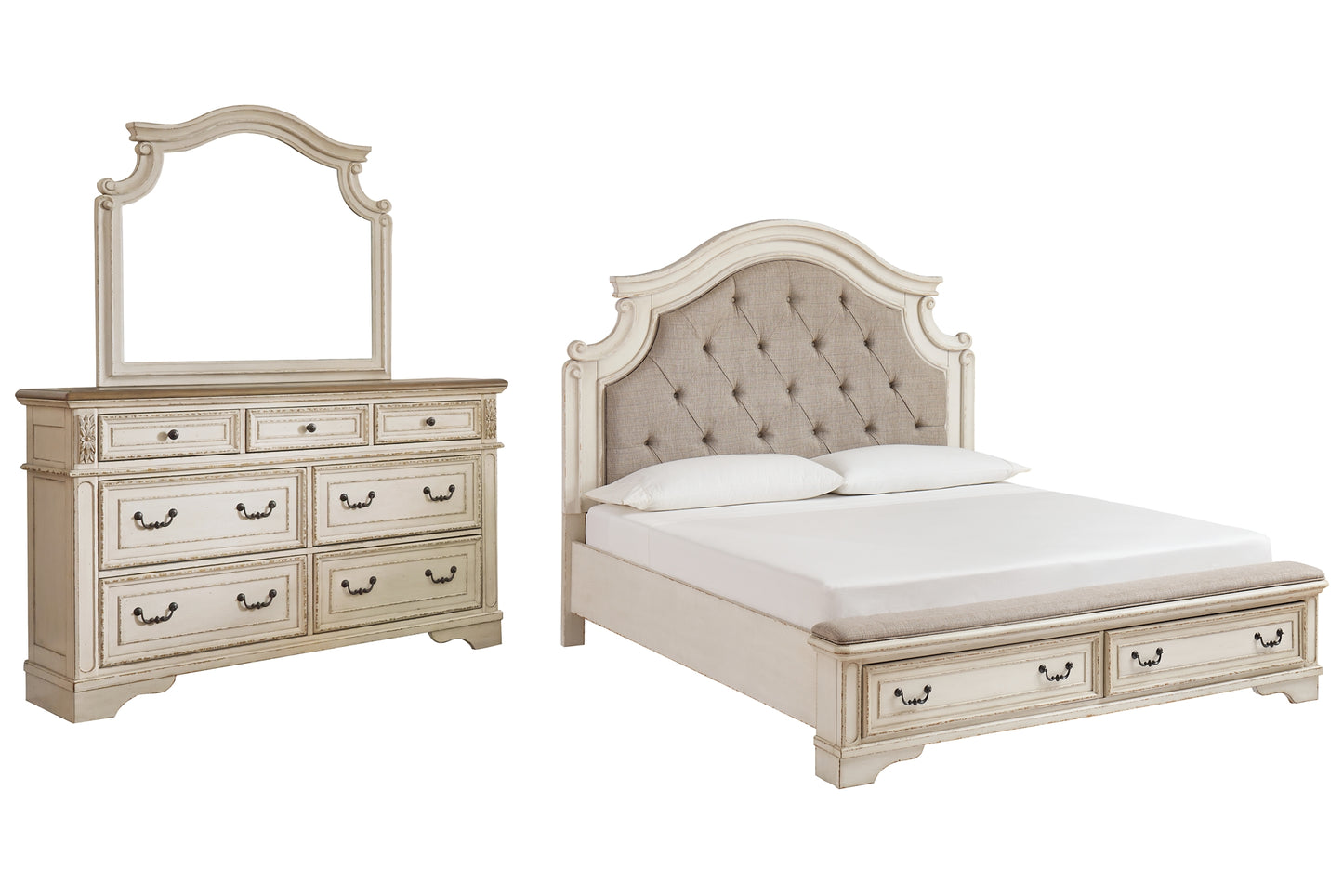 Realyn California King Upholstered Bed with Mirrored Dresser JB's Furniture  Home Furniture, Home Decor, Furniture Store