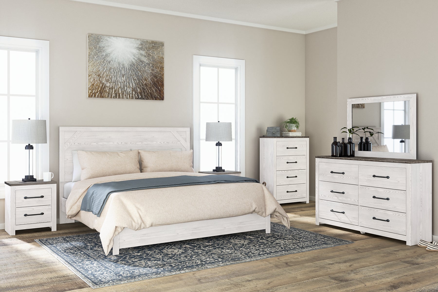 Gerridan King Panel Bed with Mirrored Dresser, Chest and Nightstand JB's Furniture  Home Furniture, Home Decor, Furniture Store