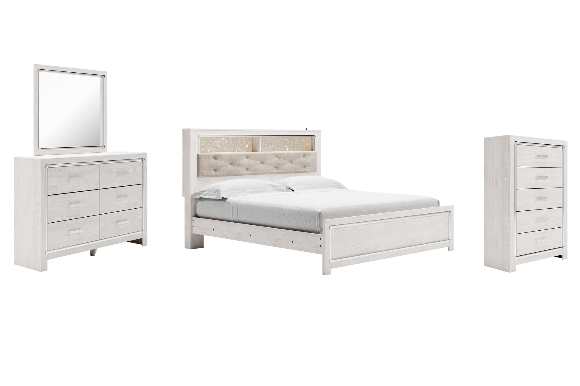 Altyra King Panel Bookcase Bed with Mirrored Dresser and Chest JB's Furniture  Home Furniture, Home Decor, Furniture Store