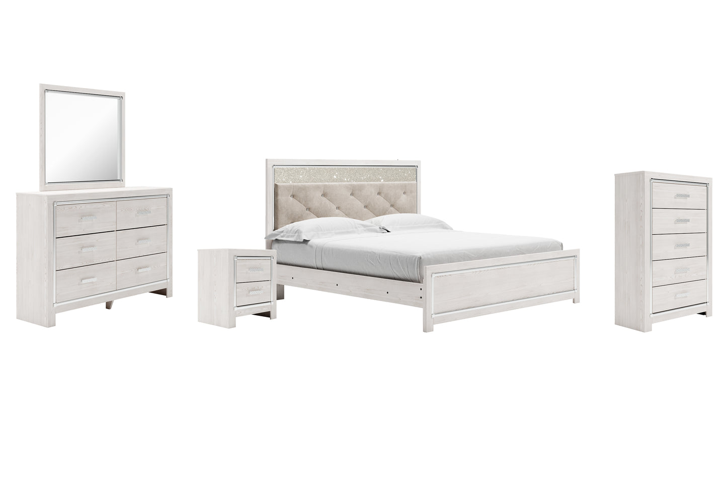 Altyra King Panel Bed with Mirrored Dresser, Chest and Nightstand JB's Furniture  Home Furniture, Home Decor, Furniture Store