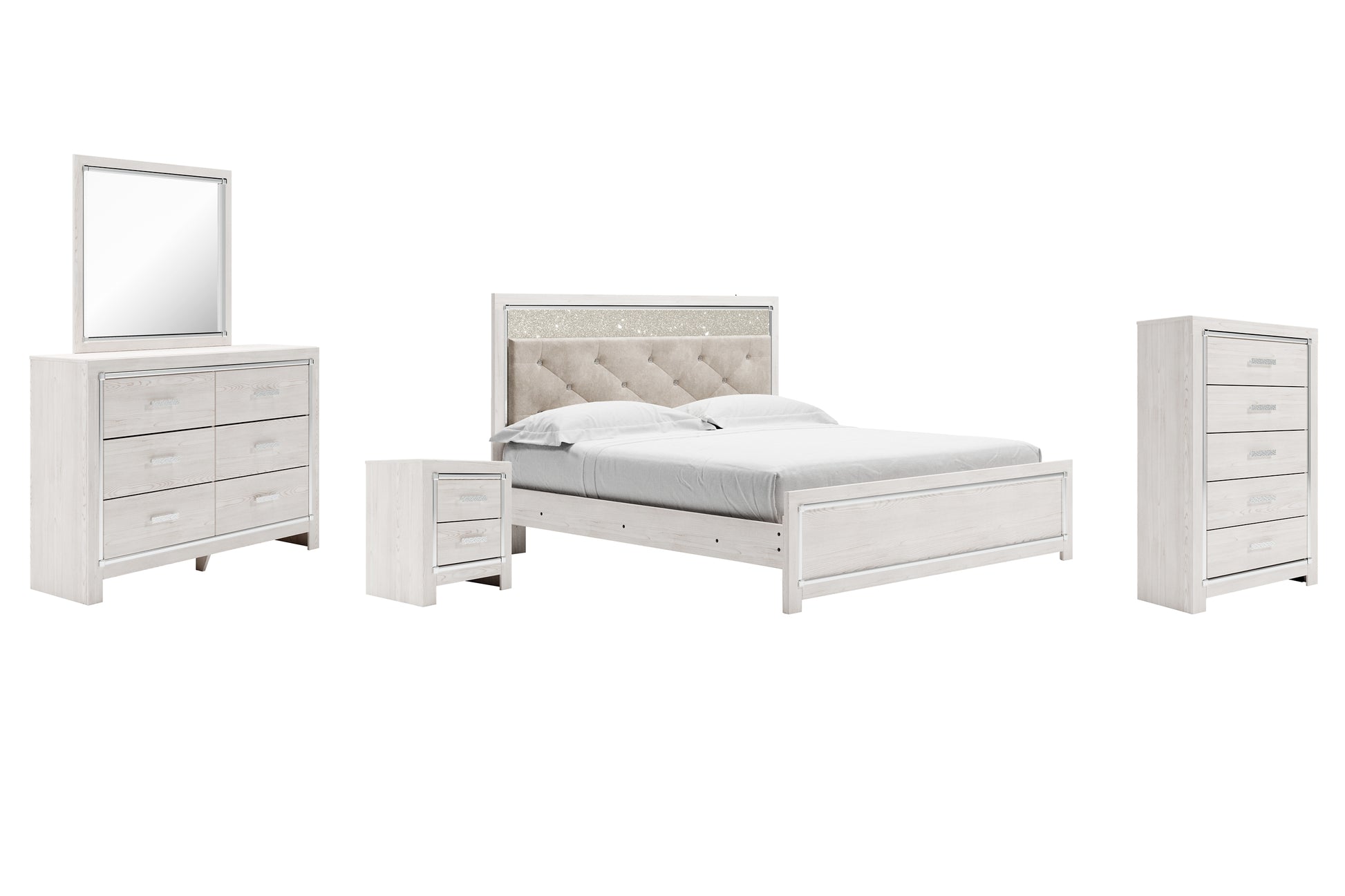 Altyra King Panel Bed with Mirrored Dresser, Chest and Nightstand JB's Furniture  Home Furniture, Home Decor, Furniture Store