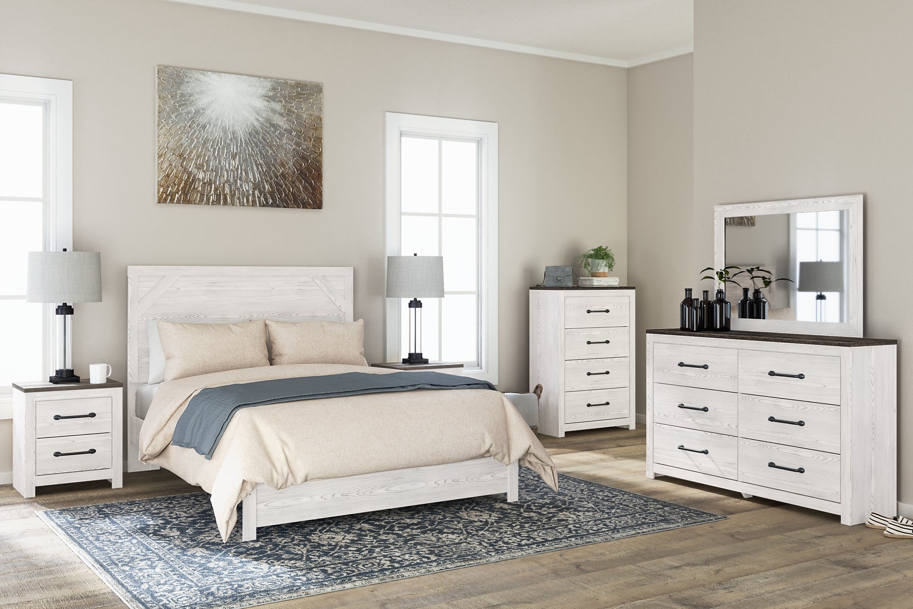 Gerridan Queen Panel Bed with Mirrored Dresser, Chest and Nightstand JB's Furniture  Home Furniture, Home Decor, Furniture Store