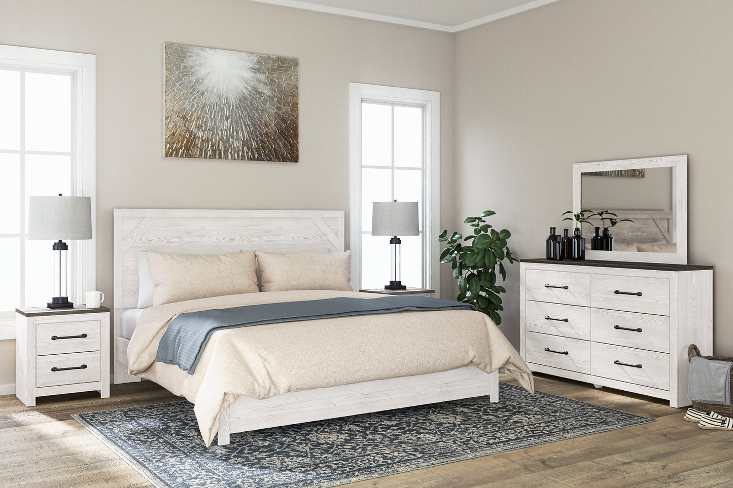 Gerridan King Panel Bed with Mirrored Dresser and 2 Nightstands JB's Furniture  Home Furniture, Home Decor, Furniture Store