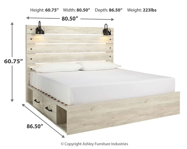 Cambeck King Panel Bed with 2 Storage Drawers with Mirrored Dresser and Nightstand JB's Furniture  Home Furniture, Home Decor, Furniture Store