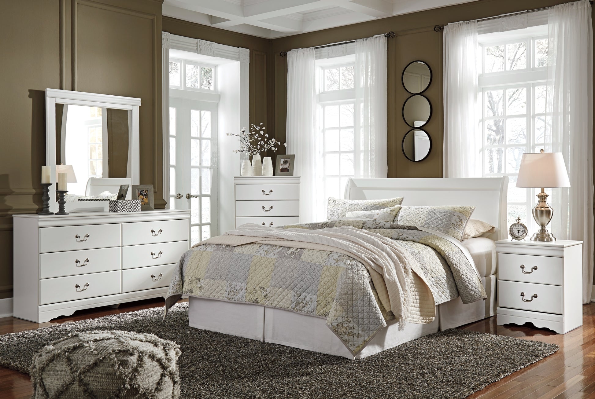 Anarasia Queen Sleigh Headboard with Mirrored Dresser, Chest and Nightstand JB's Furniture  Home Furniture, Home Decor, Furniture Store