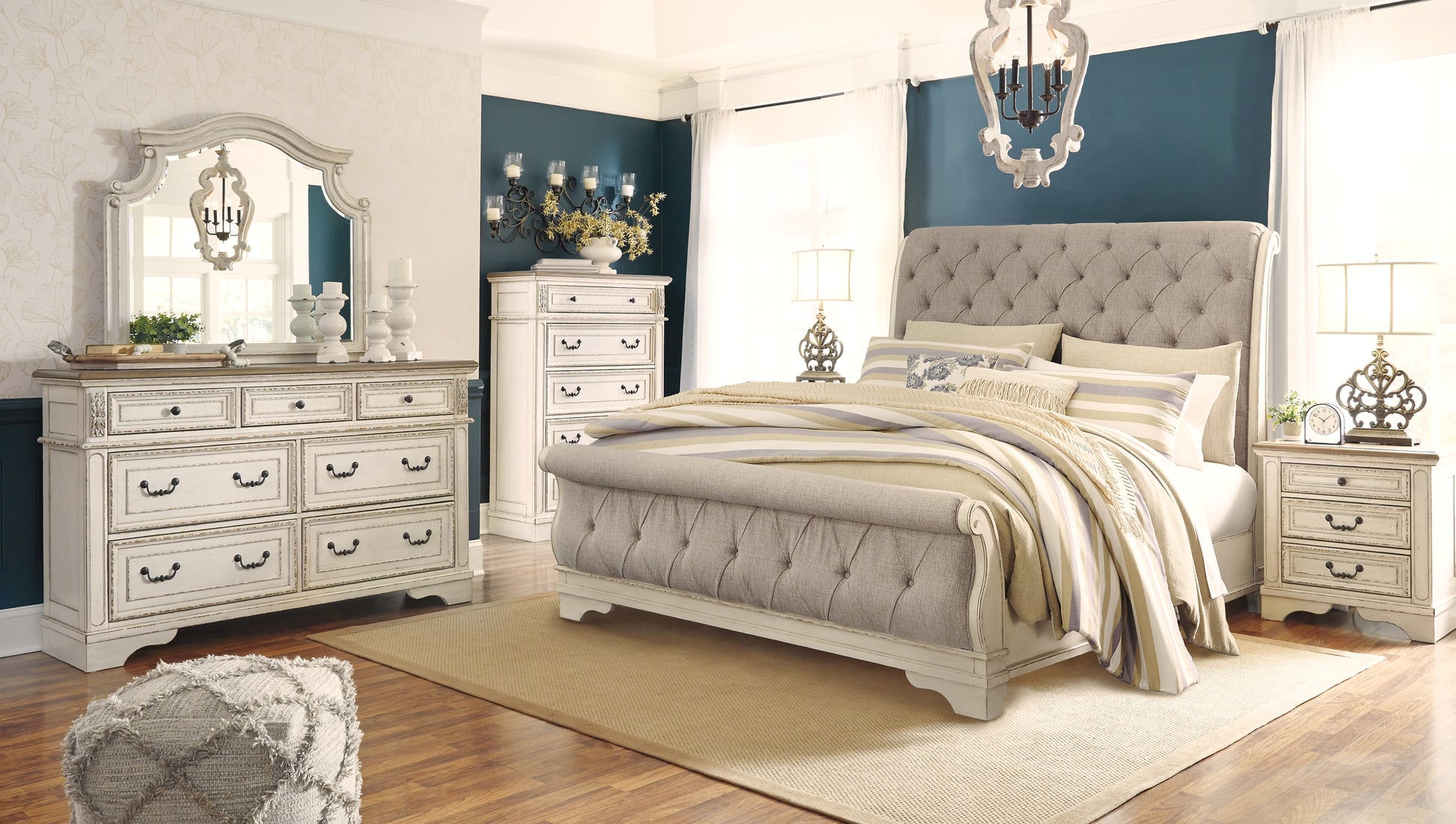 Realyn Queen Sleigh Bed with Mirrored Dresser, Chest and Nightstand JB's Furniture  Home Furniture, Home Decor, Furniture Store