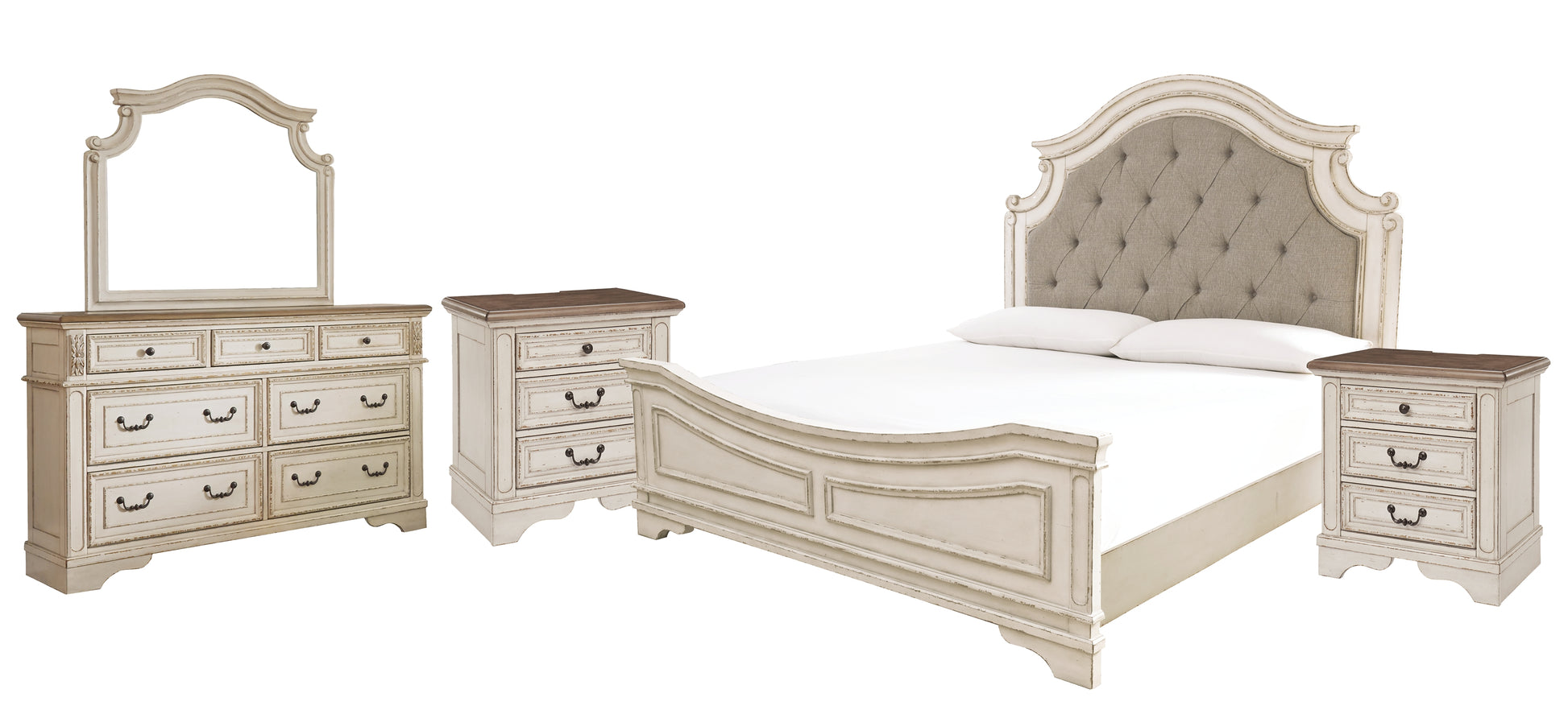 Realyn King Upholstered Panel Bed with Mirrored Dresser and 2 Nightstands JB's Furniture  Home Furniture, Home Decor, Furniture Store