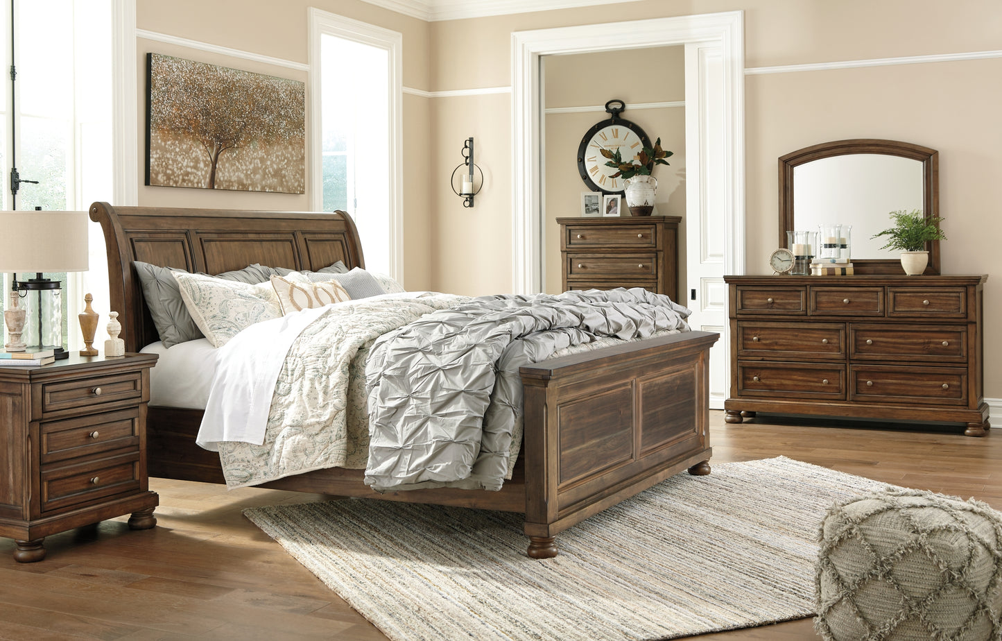 Flynnter King Panel Bed with 2 Storage Drawers with Mirrored Dresser, Chest and Nightstand JB's Furniture  Home Furniture, Home Decor, Furniture Store