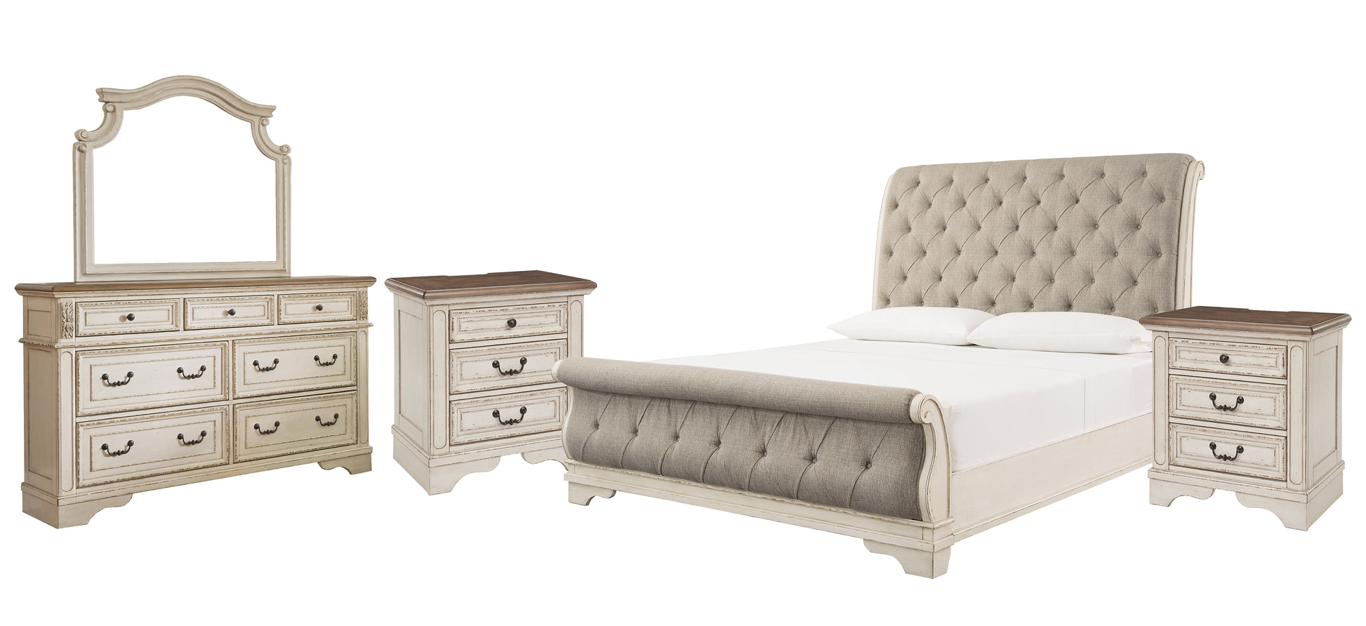 Realyn Queen Sleigh Bed with Mirrored Dresser and 2 Nightstands JB's Furniture  Home Furniture, Home Decor, Furniture Store