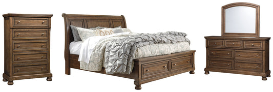 Flynnter Queen Sleigh Bed with 2 Storage Drawers with Mirrored Dresser and Chest JB's Furniture  Home Furniture, Home Decor, Furniture Store