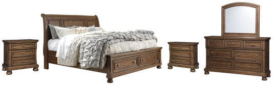 Flynnter Queen Sleigh Bed with 2 Storage Drawers with Mirrored Dresser and 2 Nightstands JB's Furniture  Home Furniture, Home Decor, Furniture Store