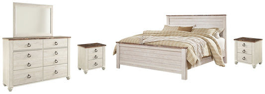 Willowton California King Panel Bed with Mirrored Dresser and 2 Nightstands JB's Furniture  Home Furniture, Home Decor, Furniture Store