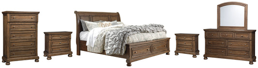 Flynnter Queen Sleigh Bed with 2 Storage Drawers with Mirrored Dresser, Chest and 2 Nightstands JB's Furniture  Home Furniture, Home Decor, Furniture Store