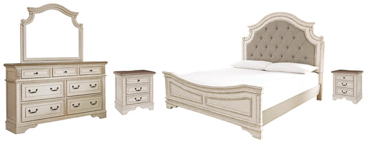 Realyn Queen Upholstered Panel Bed with Mirrored Dresser and 2 Nightstands JB's Furniture  Home Furniture, Home Decor, Furniture Store