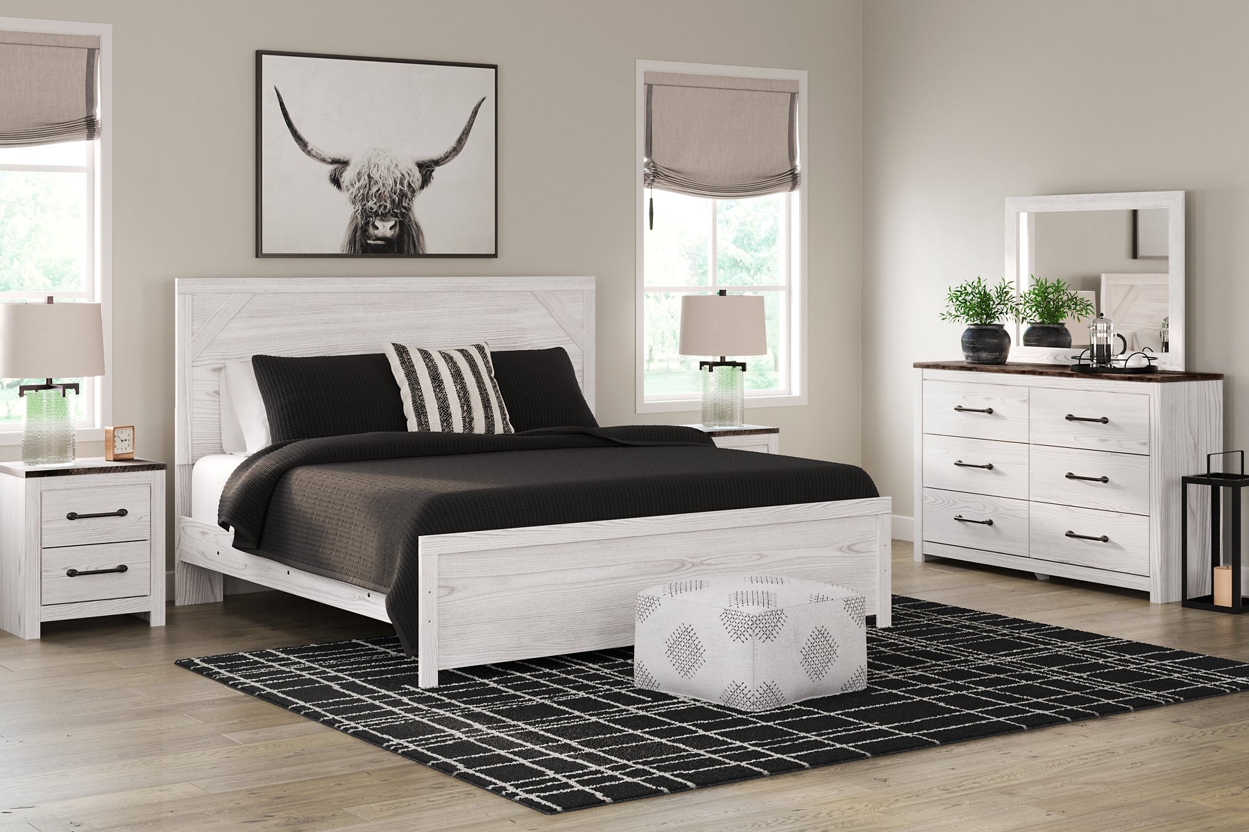 Gerridan King Panel Bed with Mirrored Dresser and 2 Nightstands JB's Furniture  Home Furniture, Home Decor, Furniture Store