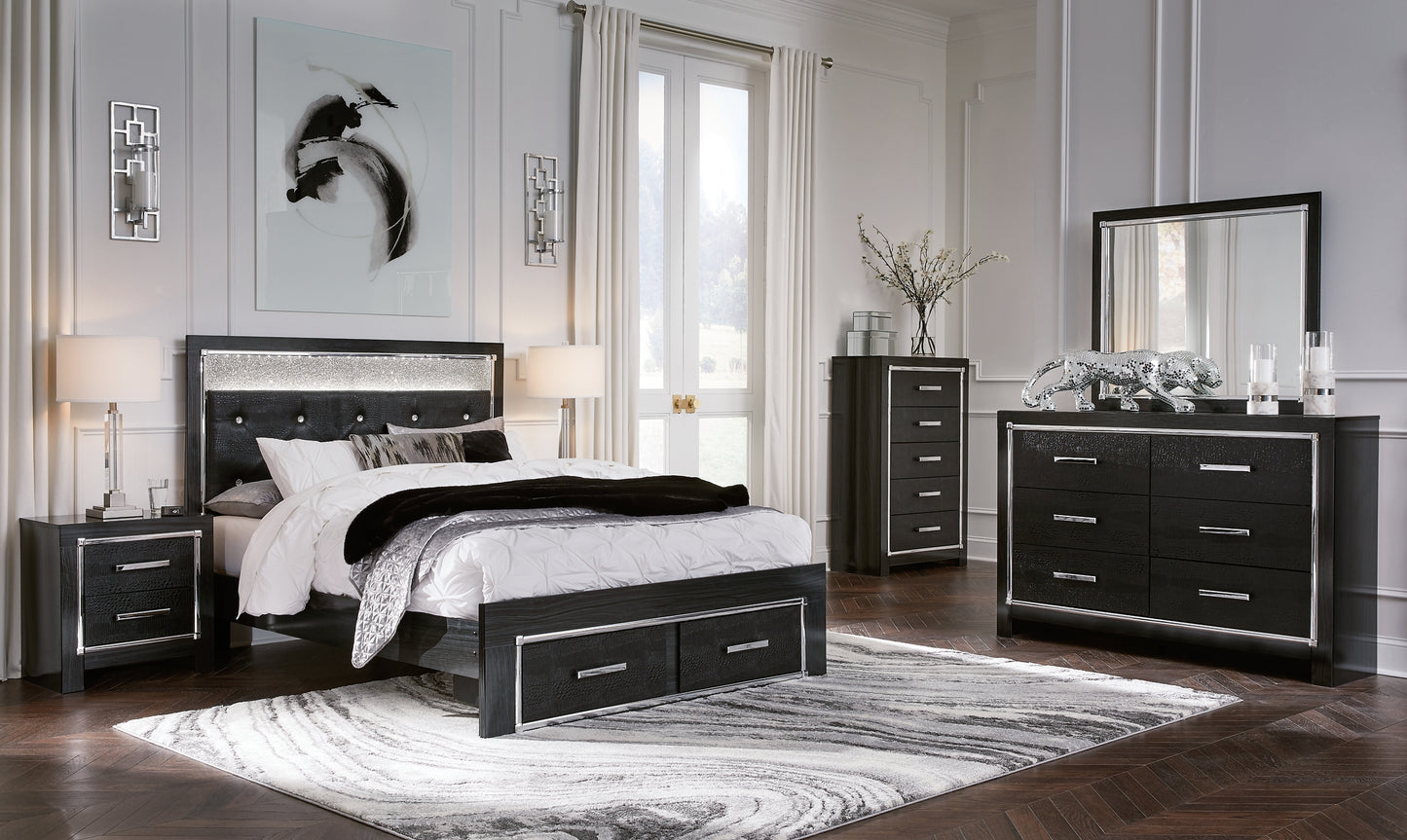 Kaydell Queen Upholstered Panel Storage Bed with Mirrored Dresser, Chest and 2 Nightstands JB's Furniture  Home Furniture, Home Decor, Furniture Store