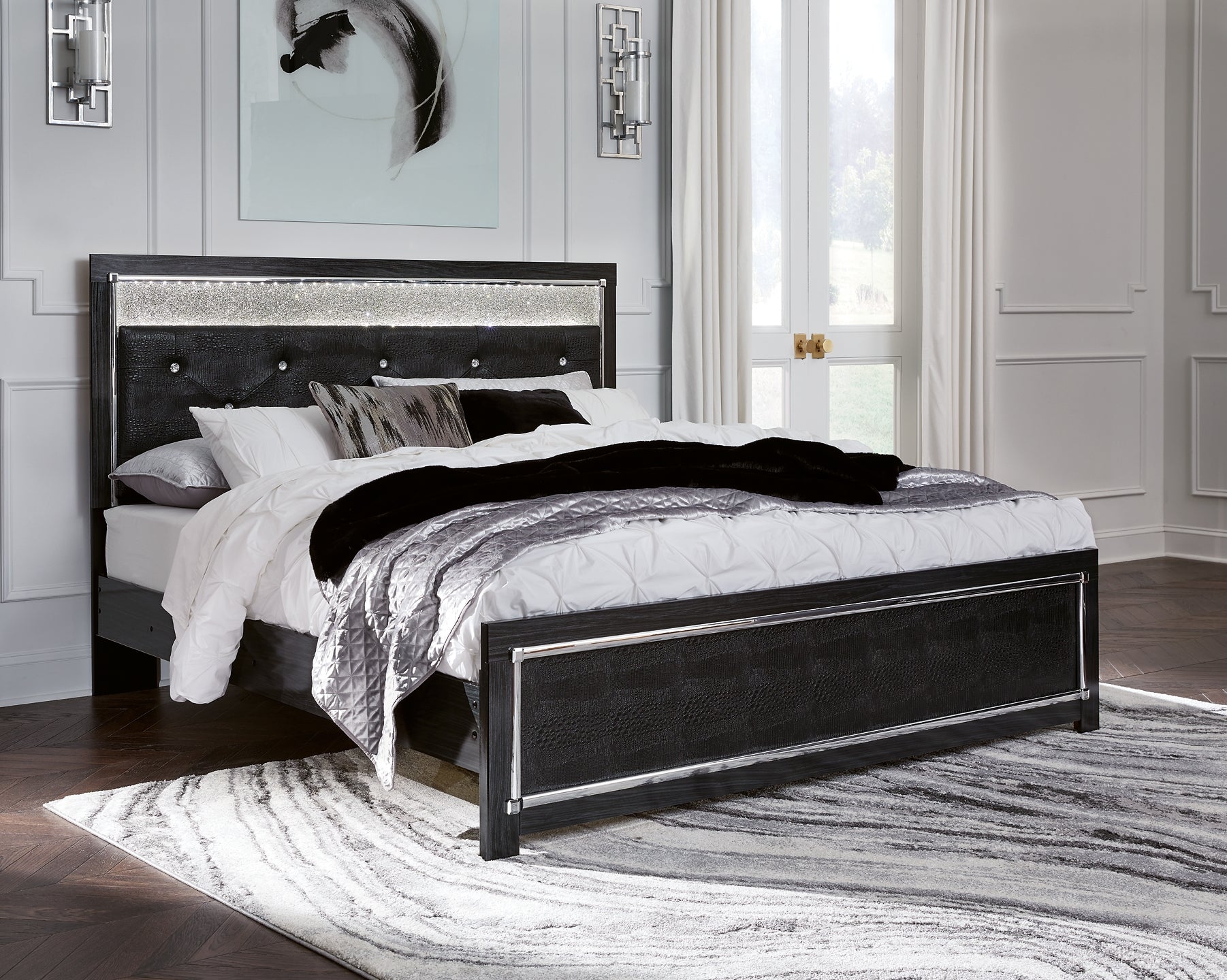 Kaydell King Upholstered Panel Bed with Mirrored Dresser and 2 Nightstands JB's Furniture  Home Furniture, Home Decor, Furniture Store