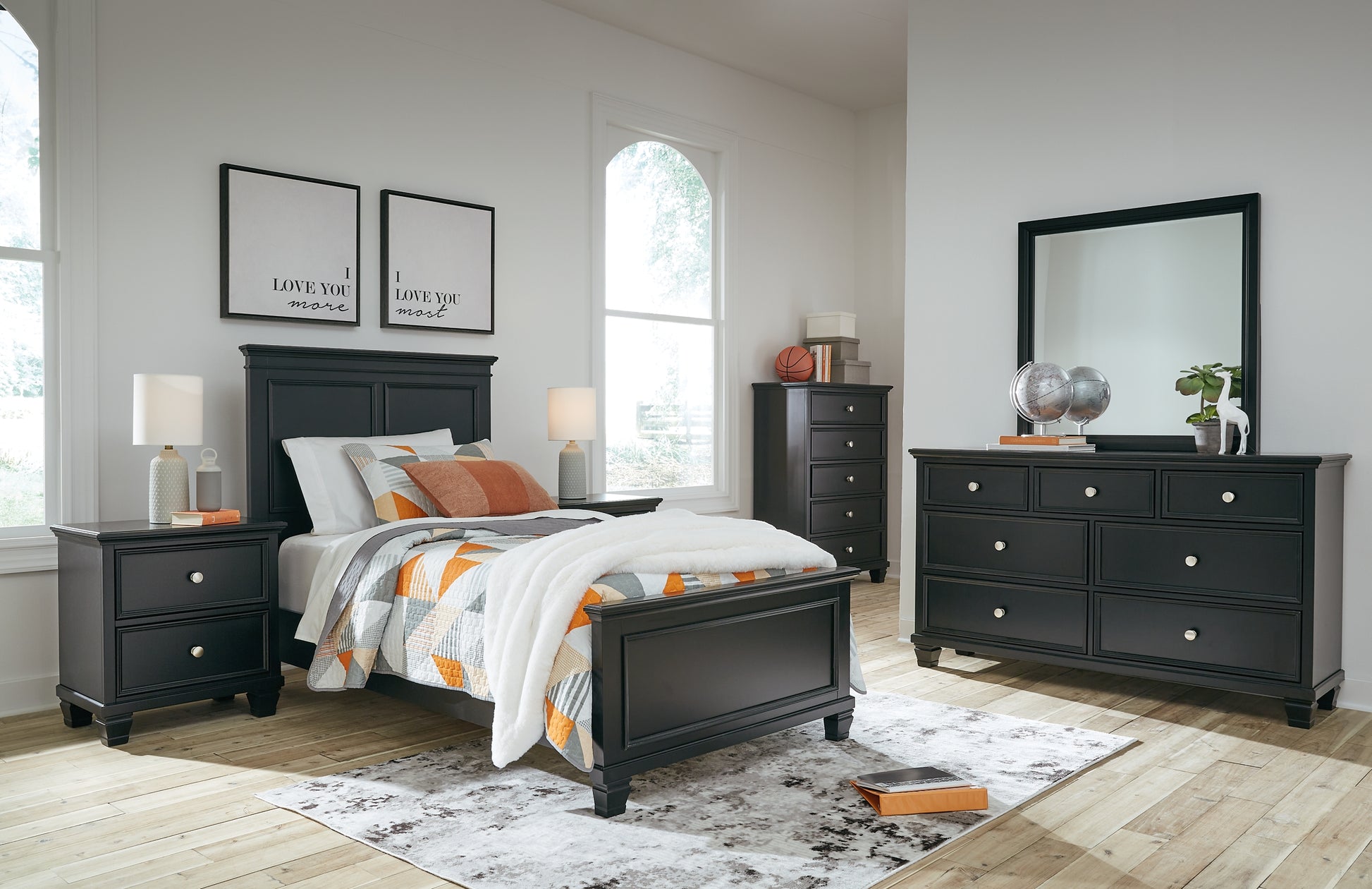 Lanolee Twin Panel Bed with Mirrored Dresser, Chest and Nightstand JB's Furniture  Home Furniture, Home Decor, Furniture Store