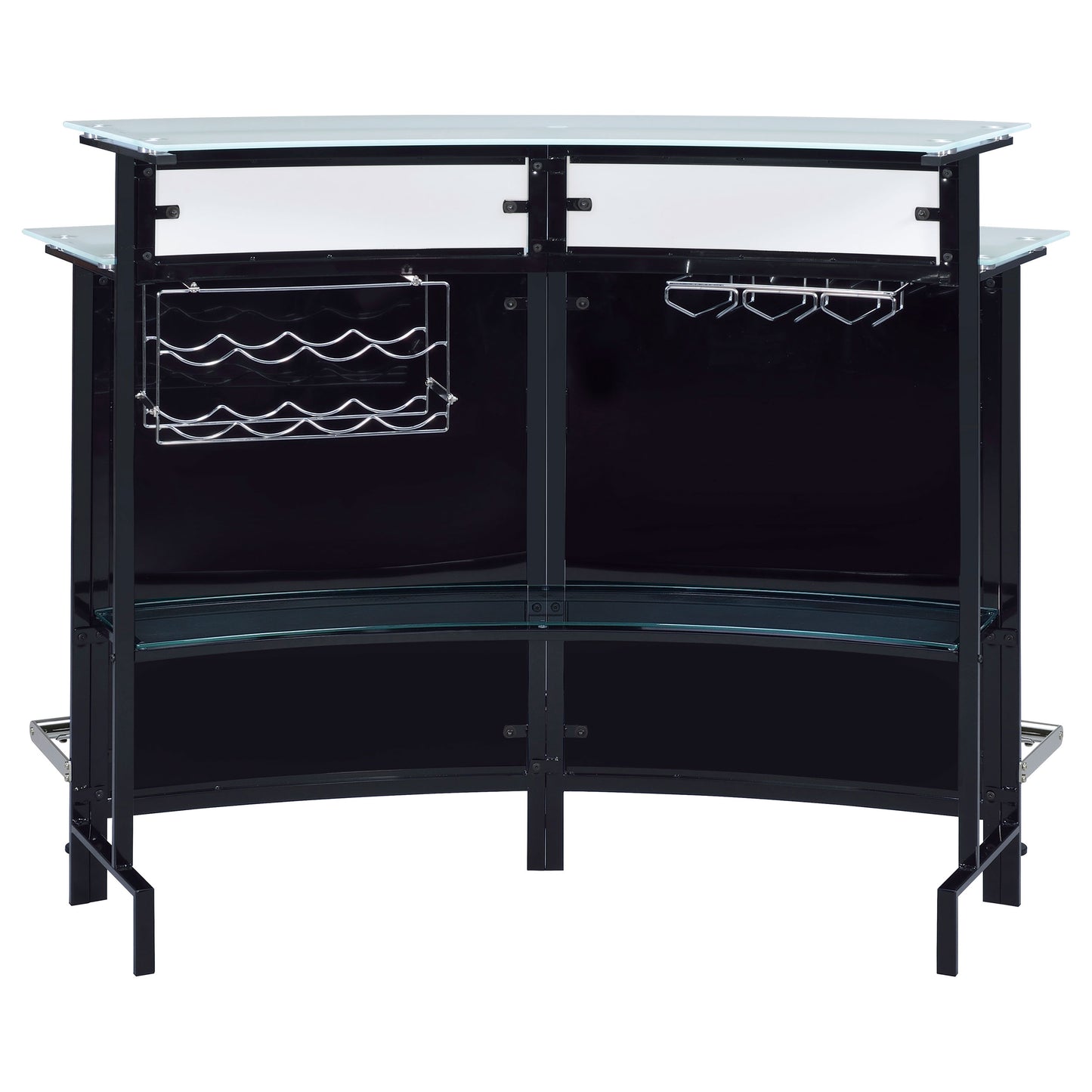 Keystone Curved Glass Top Home Bar Wine Cabinet Black