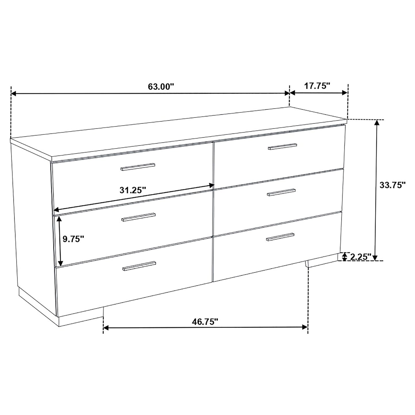 Felicity 6-piece Queen Bedroom Set White High Gloss