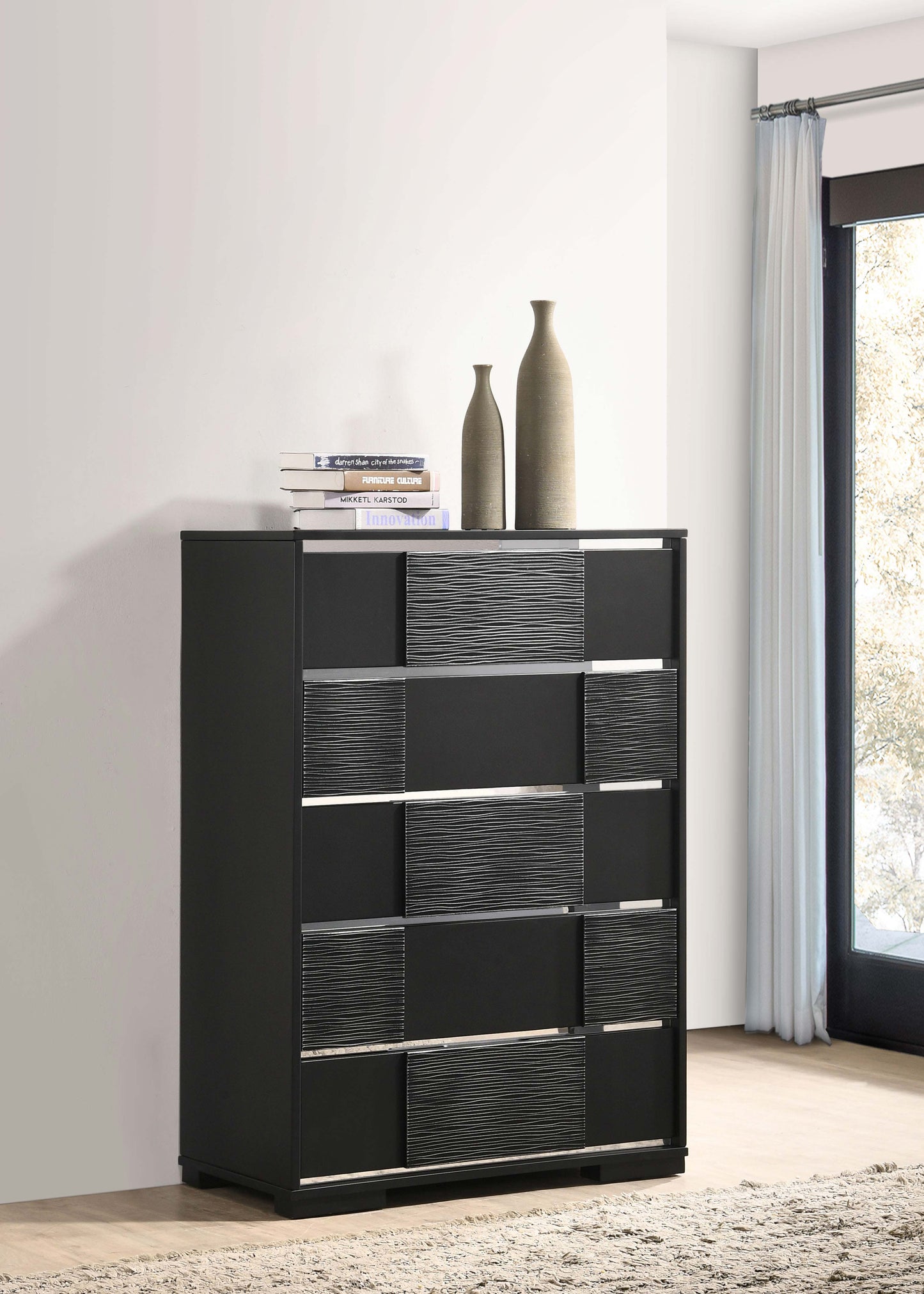 Blacktoft 5-drawer Bedroom Chest Black