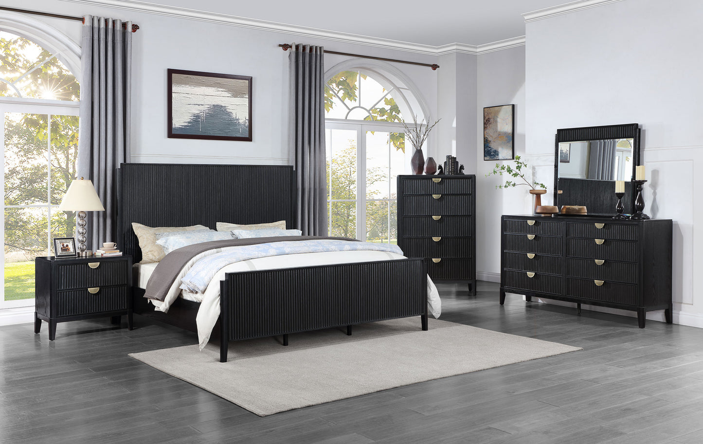 Brookmead Wood Eastern King Panel Bed Black