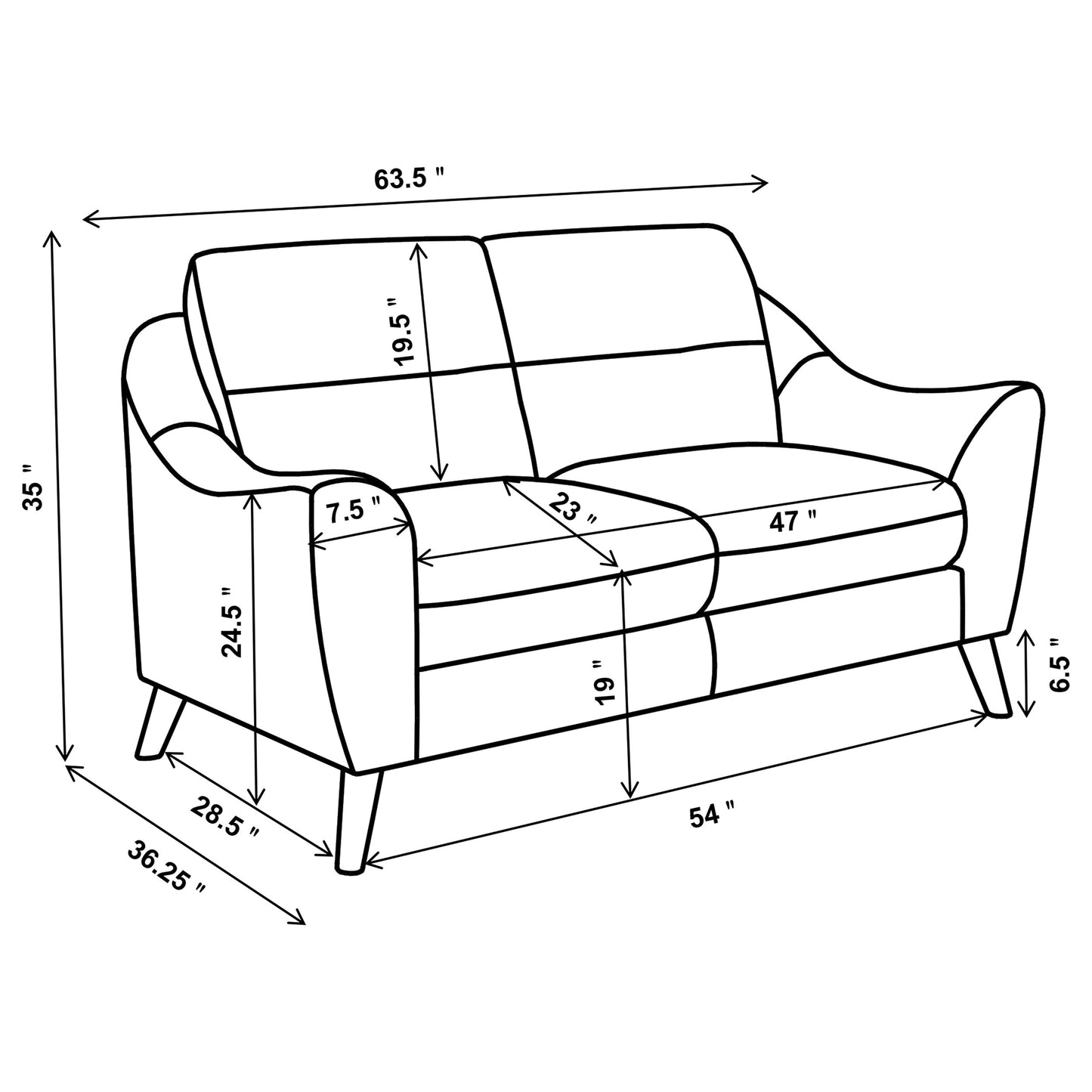 Gano 2-piece Upholstered Sloped Arm Sofa Set Navy Blue