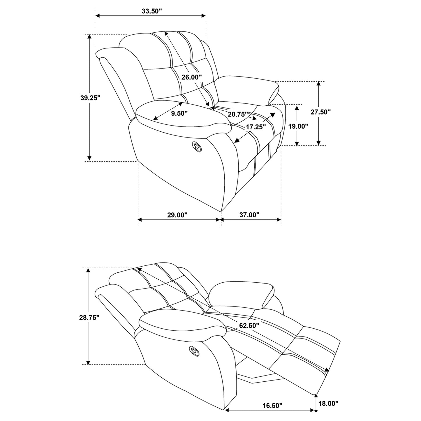 Rodman Upholstered Padded Arm Glider Recliner Olive Brown