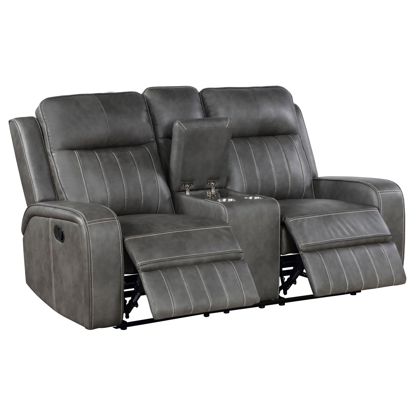 Raelynn 2-piece Upholstered Reclining Sofa Set Grey