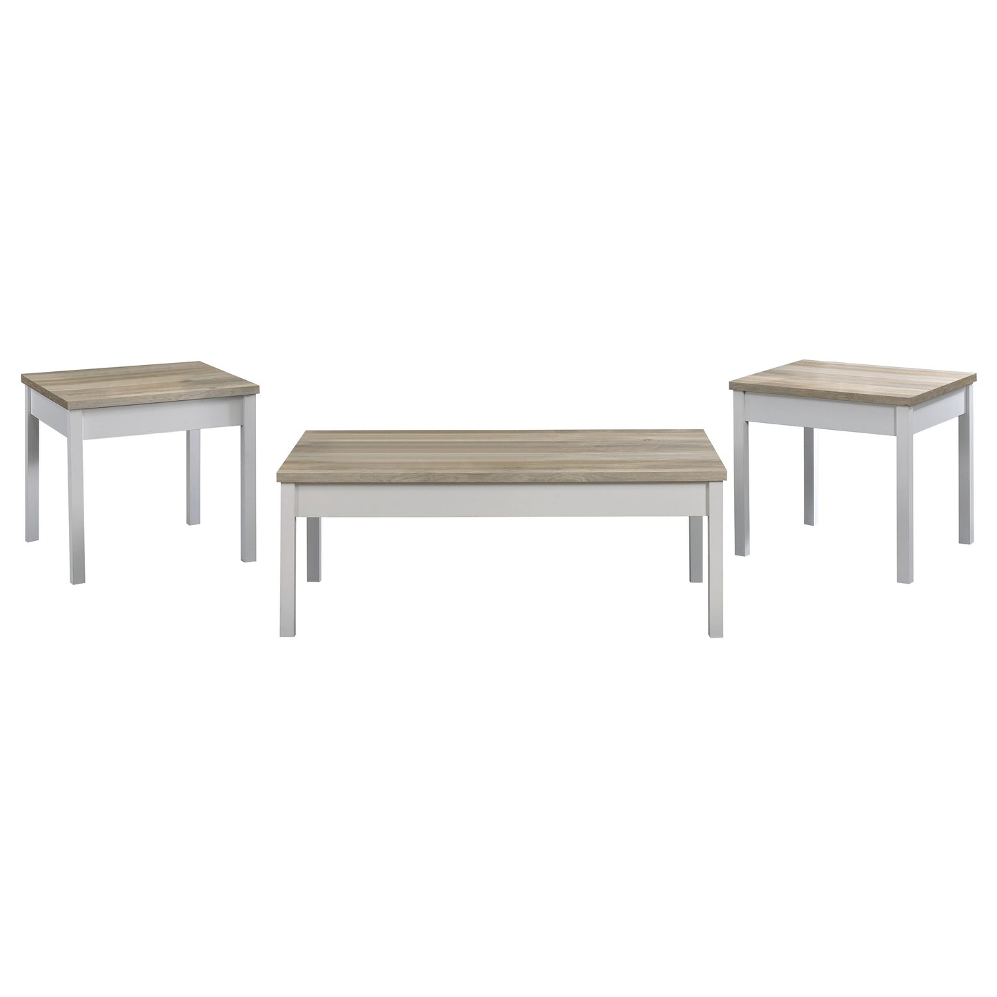 Stacie 3-piece Coffee Table Set Distressed Pine and White