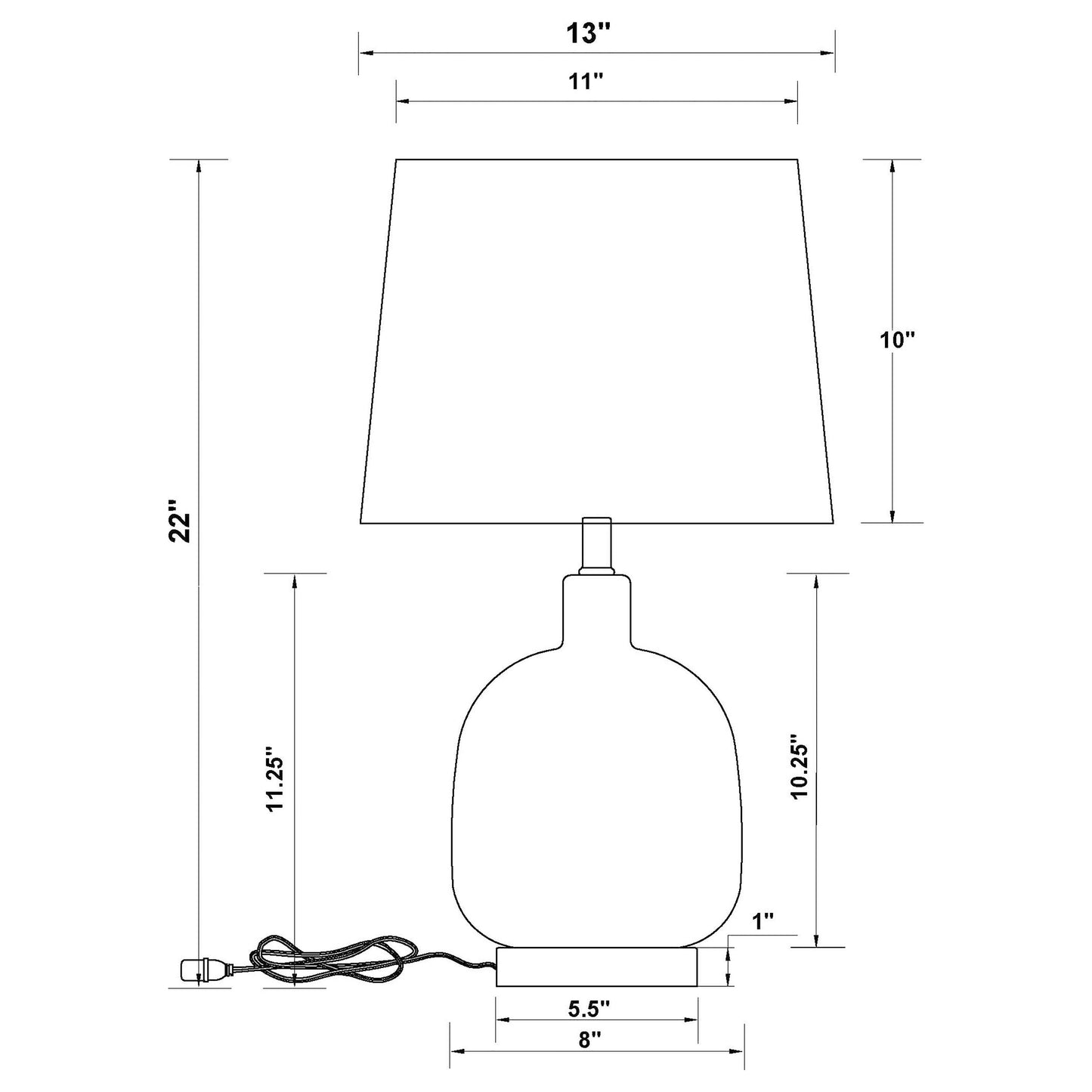 Costner 22-inch Empire Shade Clear Glass Table Lamp Nickel