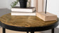 Hayden Round Wood Top Side Table Natural Mango and Black